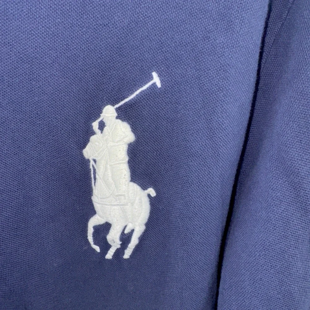 Polo Ralph Lauren Blue Short Sleeve Polo Large White Pony Size XL‎ Custom Fit